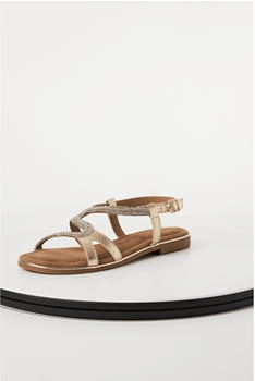 Marco Tozzi Sandale Leder Strassbesatz metallic 2-28143-42