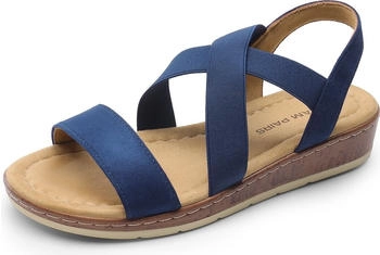 Dream Pairs Damen-Sandalen niedrigem Keilabsatz DWUMFS2505 marine