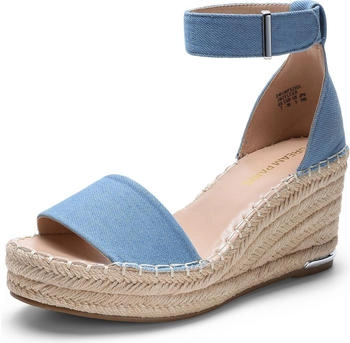 Dream Pairs Keilsandalen Espadrilles Knöchelriemen DWUMPS2505 blau denim
