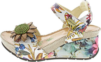 Laura Vita Sandalette Leder Barry blau schwarz Blumenmuster