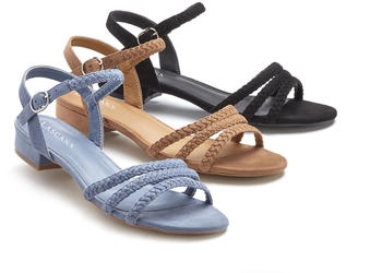 Lascana Sommerschuh Sandalette geflochtenen Riemchen VEGAN schwarz
