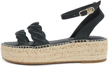 Tommy Hilfiger LEATHER ROPE REAL ESPAD SANDAL Keilsandalette schwarz