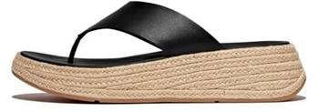 FitWear F-Mode Espadrille Leather Flatform T/Post Sandal schwarz