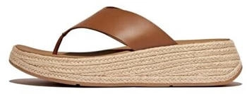 FitWear F-Mode Espadrille Leather Flatform T/Post Sandal deep tan