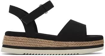 TOMS Shoes Wedge Sandals with OrthoLite Insole schwarz leinen