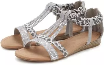 Lascana Summer shoe, sandal with decoration and small wedge heel in festival look VEGAN grau