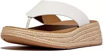 FitWear F-Mode Espadrille Leather Flatform T/Post Sandale urban white