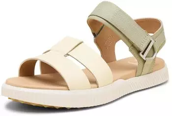 Sorel ONA AVE Women's Ankle Strap Flat Sandal dusty twill/honey white