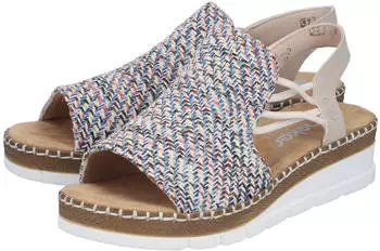 Rieker V1241-93 Wedge Sandal blau/beige