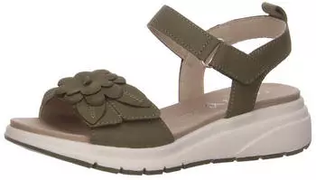 Caprice Women's Flat Leather Sandal olive nubuc