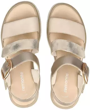 Remonte Dorndorf D3N50 Leather Wedge Sandal beige/gold