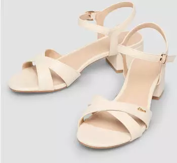 s.Oliver Pumps mit Blockabsatz in Leder-Optik beige