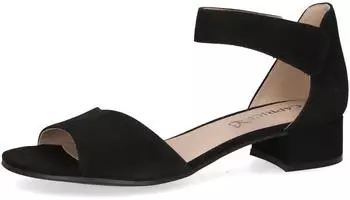 Caprice Sandal with Heel and Rhinestones (9-28212) black suede