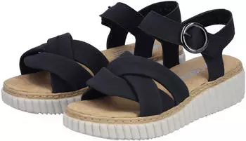 Rieker Wedge Sandal with Velcro Straps schwarz