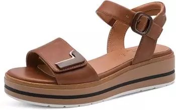 Jana Shoes Women's Wedge/Plat Sand MultiAdj+Vegan Wedge Sandals braun