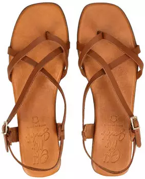 Oh! my Sandals Toe Strap Leather Toe Separator cognac