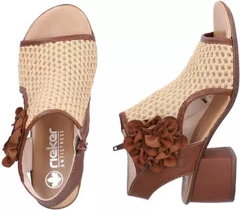Rieker Shaft Sandal with Decorative Floral Embellishment braun/beige