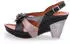 Gemini Leather Sandal with Slingback and Floral Appliqué (031813-02) schwarz