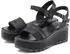 Lascana Strappy Sandal made of Leather with Wedge Heel schwarz