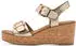 Marco Tozzi Women's Wedge Sandal with Feel Me Footbed metallic gold
