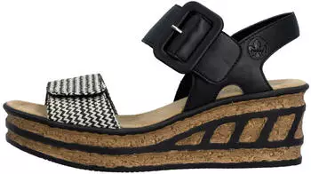 Rieker Wedge Sandal schwarz/wei&szlig;