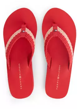 Tommy Hilfiger TH Wedge Crochet Summer Sandal Toe Separator in Crochet Look altrosa/rot