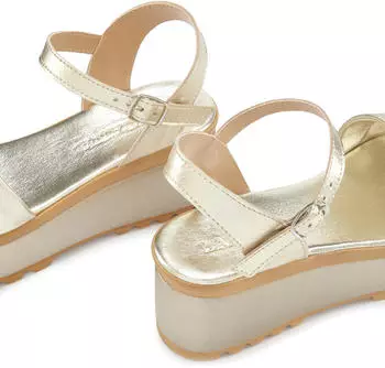 Lascana Strappy Sandal with Wedge Heel in Leather gold