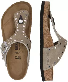 Birkenstock Gizeh Rivet Veloursleder taupe (schmal)