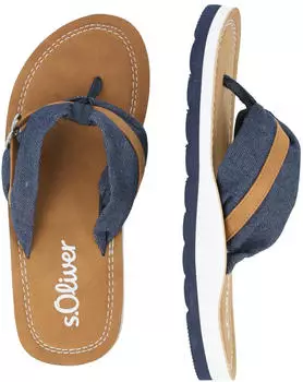 s.Oliver Sandal Flip Flop with Jewellery Detail dunkelblau