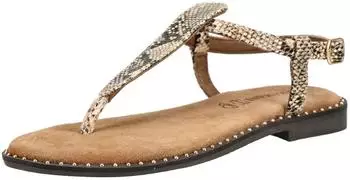 Lazamani Toe Post Leather/Textile beige/braun/gold