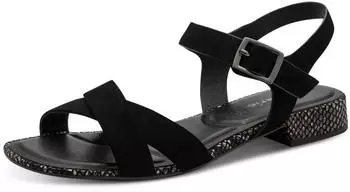 Tamaris Sandal Block Heel Strappy Sandal with Cross Strap schwarz