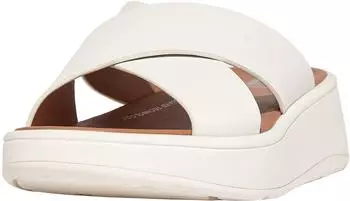 FitWear F-Mode Leather Flatform Cross Slides (FW5) cream
