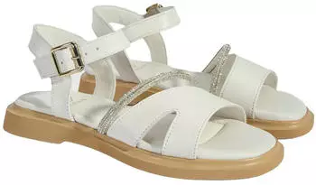Desa Women's Sandals - Upper and Lining Made of Leather, Flat Heel weiß
