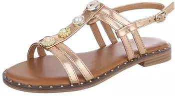 Ital Design Sandals with Pearls and Rhinestones roségold
