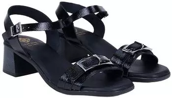 Desa Women's Patent Leather Block Heel Sandals schwarz