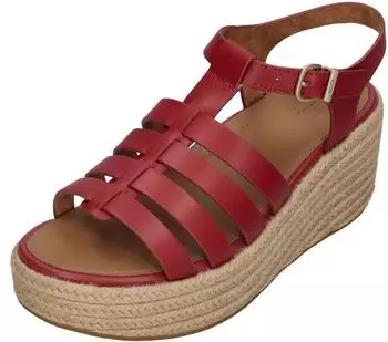 FitWear Platfforms Espadraille Leather Fisherman Wedge Sandals burnt berry