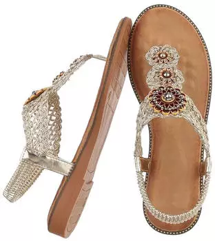 Ital Design Toe Separator with Rhinestones and Ankle Strap gold