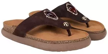 Desa Women's Suede Toe Post Sandals with Rhinestone Details braun