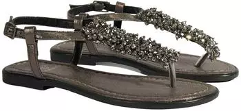 Desa Women's Faux Leather Sandals with Flat Heel and Buckle Closure braun