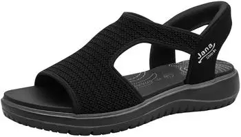 Jana Shoes 28600 Women's T-Bar Sandals with Wedge Heel schwarz