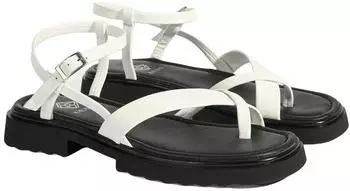 Desa Women's Leather Sandals with Flat Heel weiß
