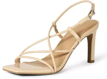 Amazon Essentials Strappy Stiletto Heel Sandals beigefarbenes lack