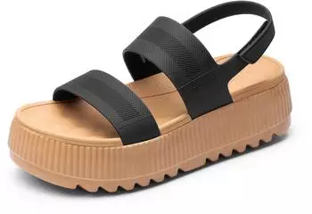 Dream Pairs Platform Water Sandals Adjustable Lightweight Waterproof Summer Beach Wedge Chunky Sandals schwarz