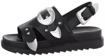 Ital Design Riemchensandalette Keilabsatz Wedge (85960153) schwarz
