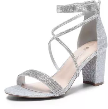 Dream Pairs Chunk Women's Sandals with Block Heel silber