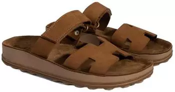 Desa Women's Wedge Sandals in Nubuck Leather with Velcro Closure braun