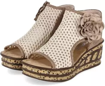 Rieker 68180-60 Women's Wedge Sandals beige/braun/dunkelbraun