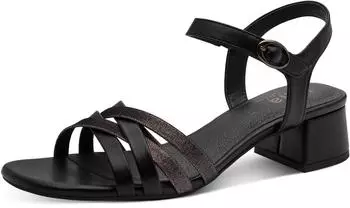 Jana Shoes Block Heel Sandals with Straps Vegan black copper