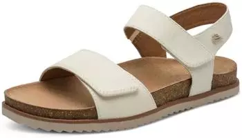 Jana Shoes Damen Sandalen flach mit Klettverschluss Vegan ivory nappa