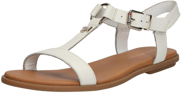 Tommy Hilfiger Metal Ring Leather Flat Sandals (FW0FW04882) ivory
